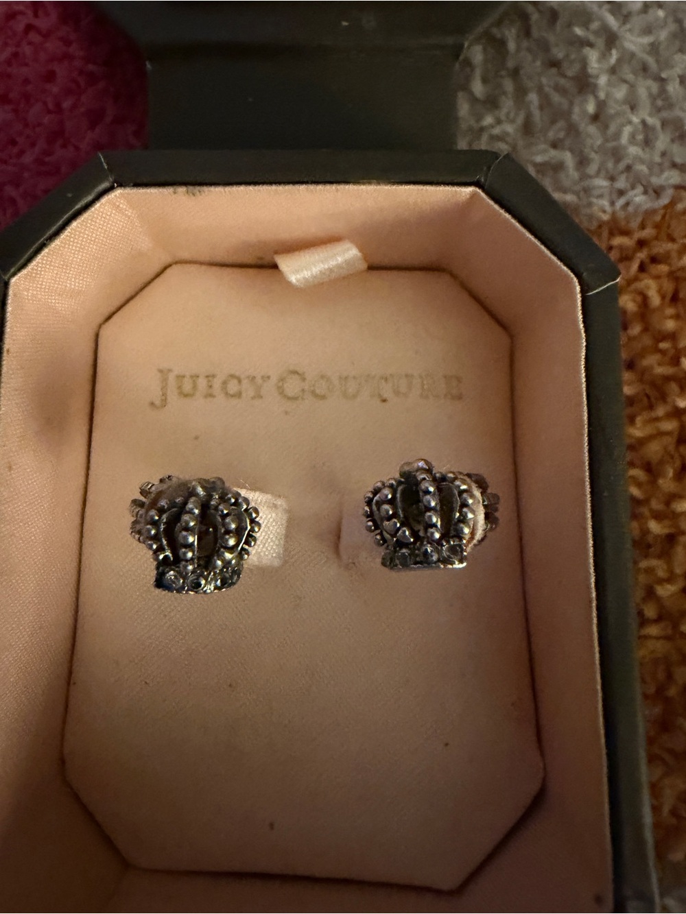 Y2K Juicy Couture Silver Crown Stud Earrings
